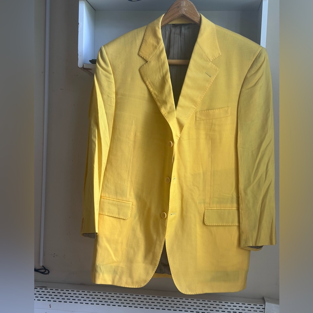 Bernini Couture Yellow 120’s Wool Men’s Sports Coat Blazer Size 42R